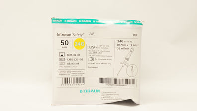 Braun 4253523-02 Introcan Safety -W Cath. 24G x 3/4inch - Box of 50
